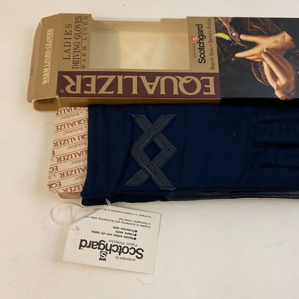 Vintage new stock equalizer Berkshire‎ black gloves scotch guard stretch